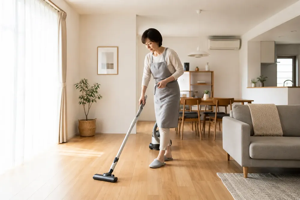 掃除機をかける様子