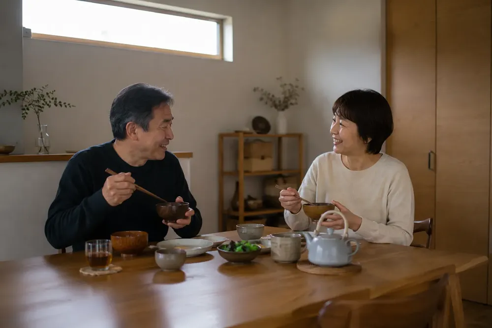 夫婦で食卓を囲む様子
