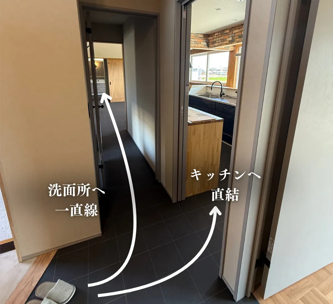 廊下をなくし家事動線を最短にした回遊型の間取り図